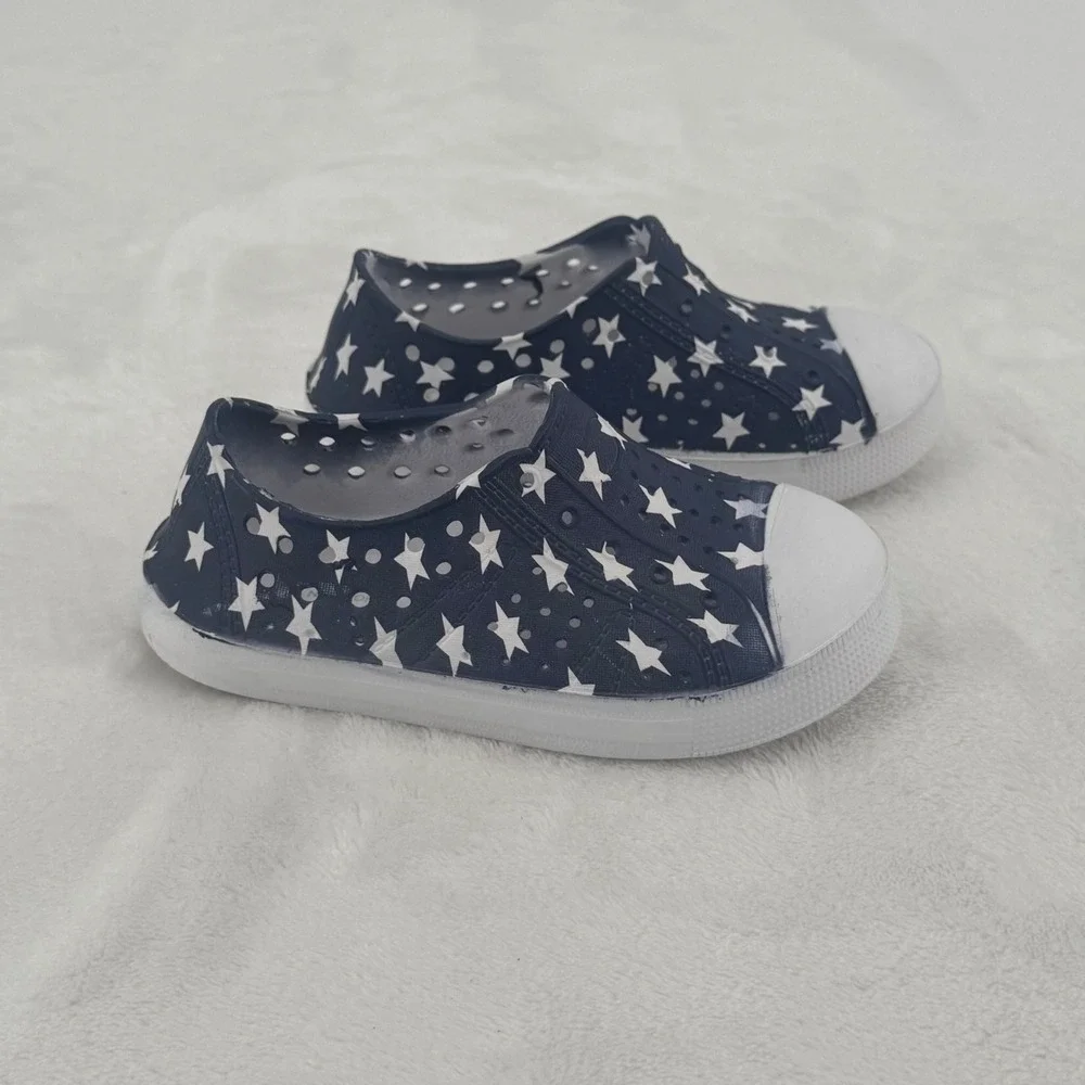 Capelli Kids Shoes Sz 7 Navy & White Star Print Slip On Sneakers Water Shoe USA
